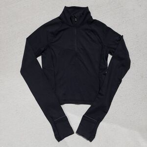 Lululemon Its Rulu Run Cropped Half Zip Womens Black Size XXS/ 2 Running